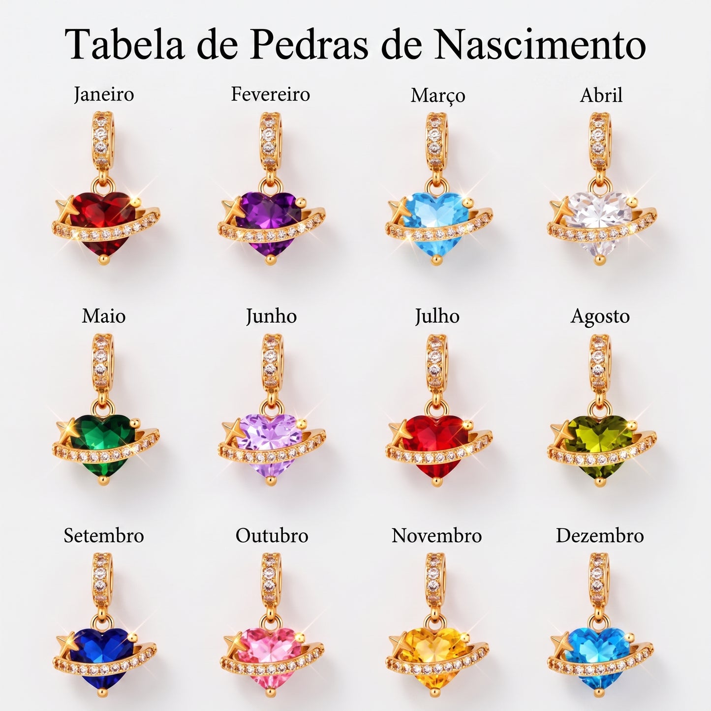 Colar com Pedra Coração e Inicial