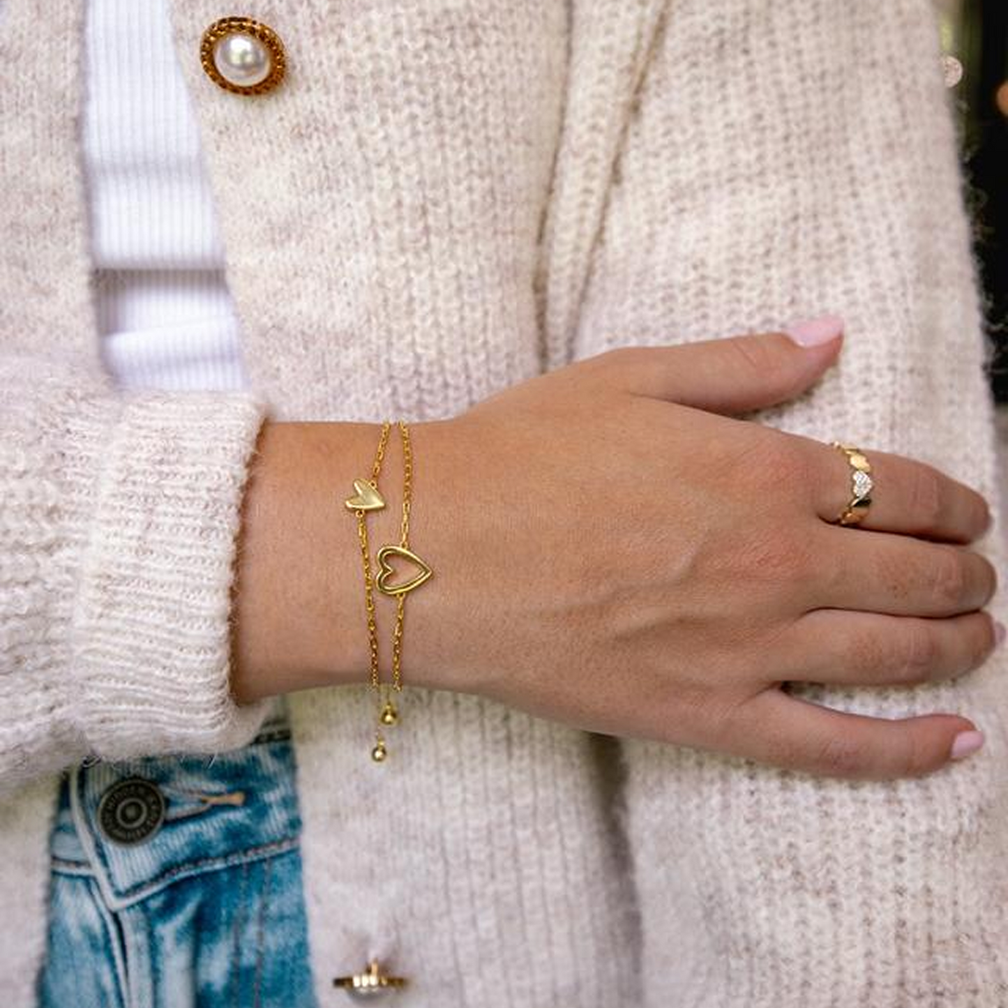 Conjunto de Pulseiras Corações Compartilhados