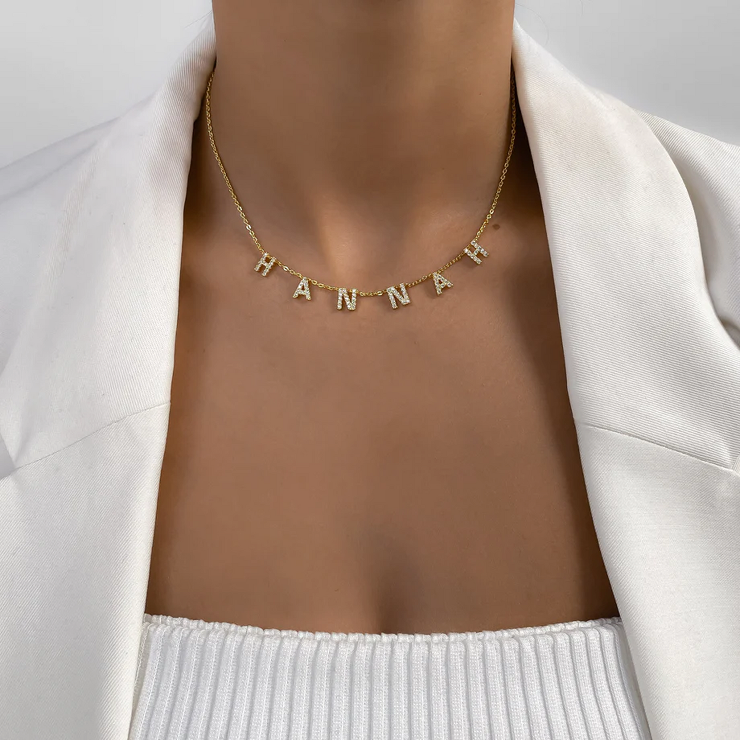 Colar de Nome com Diamantes